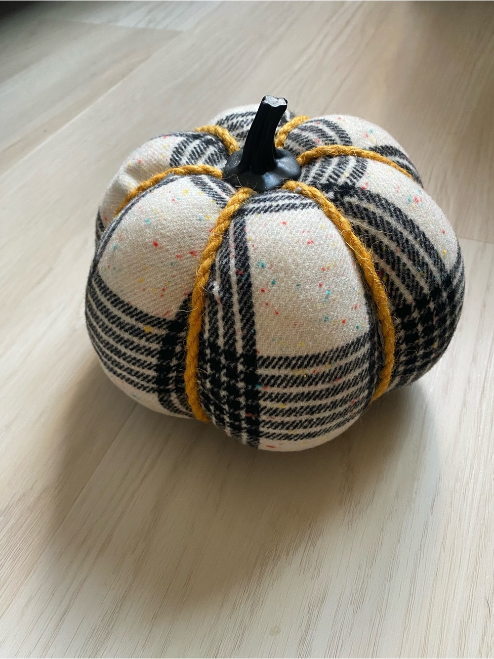 Hyde & Eek! Plaid Fabric Pumpkin Décor with Mustard Trim